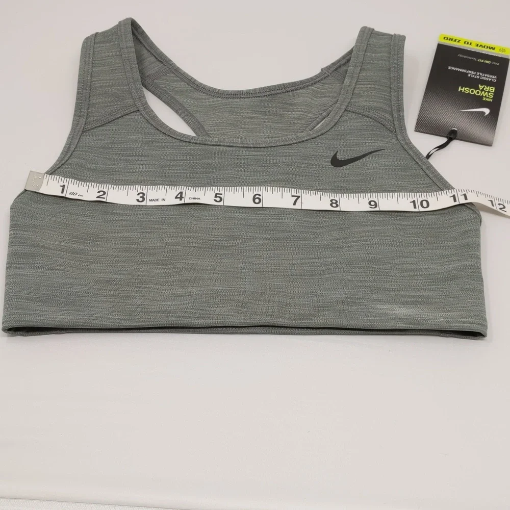 Nike Swoosh Bra Medium Support Compression Support Dri-Fit Size XS Gray NEW